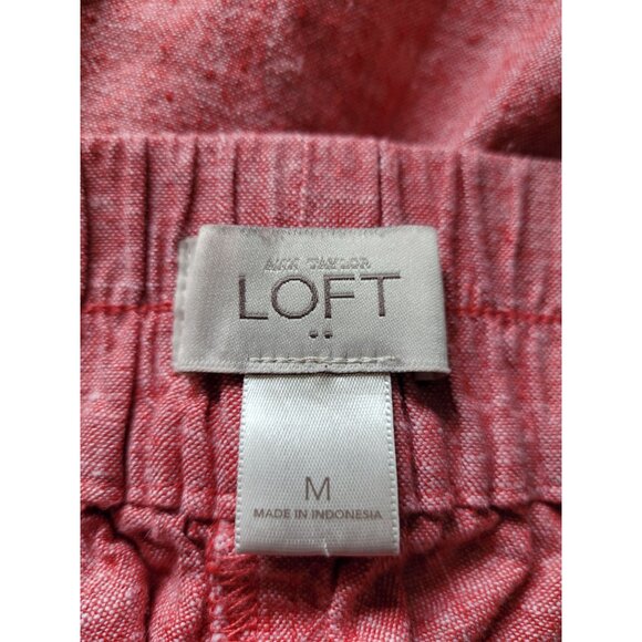 Loft Womens Red Linen Blend A-Line Skirt Medium Elastic Waist Lightweight & Brea - Picture 7 of 8